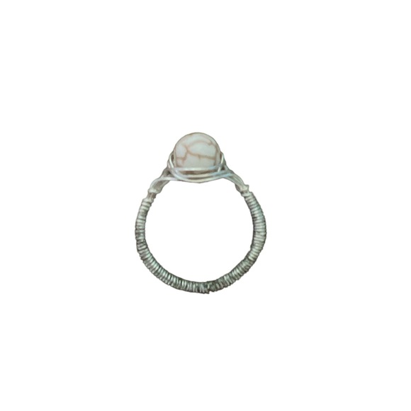 HANDMADE | STONE SILVER WIRE RING SZ 8 - Picture 2 of 3